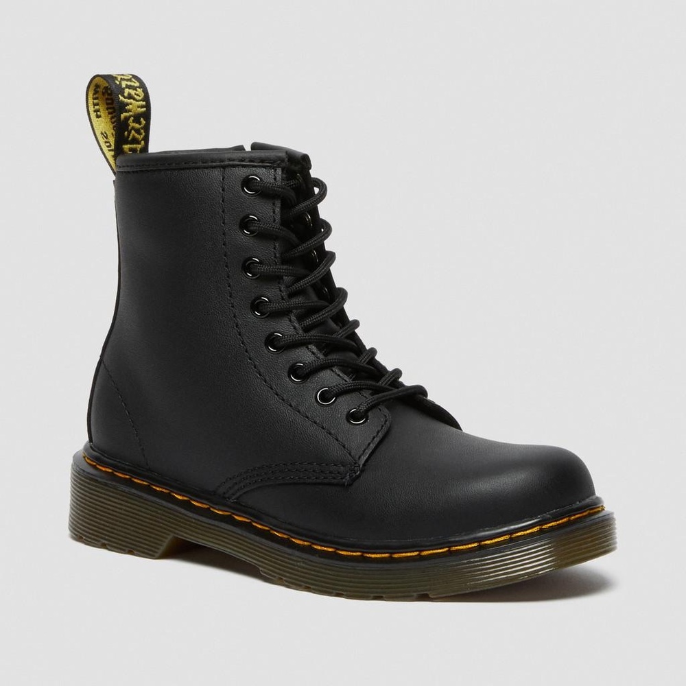 Dr Martens Kids Junior 1460 Softly T Leather Lace Up Black Combat Boots Size 13
